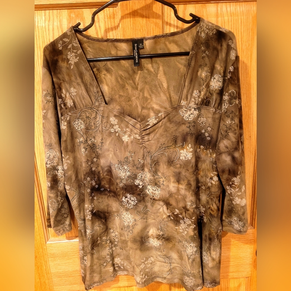 Susan Lawrence Floral Blouse (Brown & Silver)